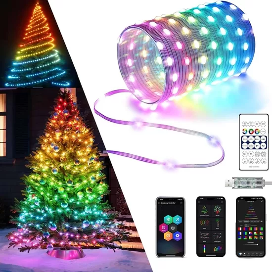 LED lente, 10 m USB krāsu mainošas LED gaismas – lietotne, Bluetooth