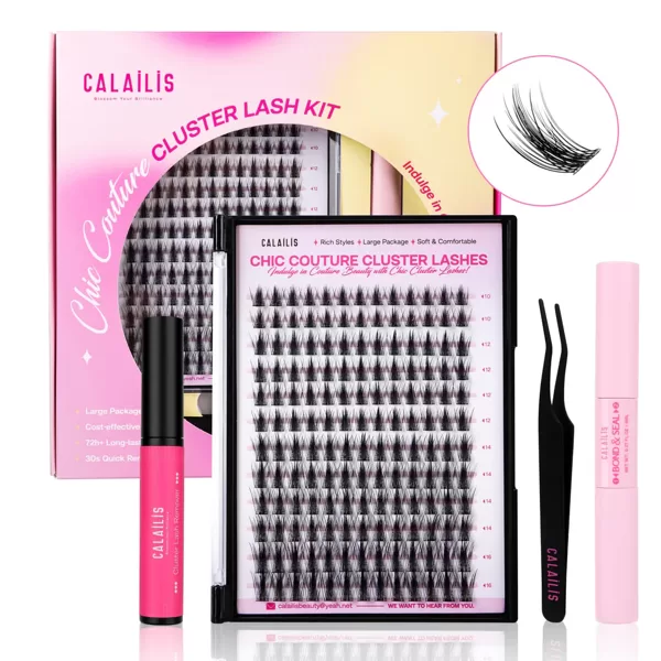CALAILIS DIY skropstu pieaudzēšanas komplekts, 156 gabali, D Curl individuālas skropstas ar skropstu līmi un Sealer skropstu noņemšanas līdzekli un skropstu aplikatoru