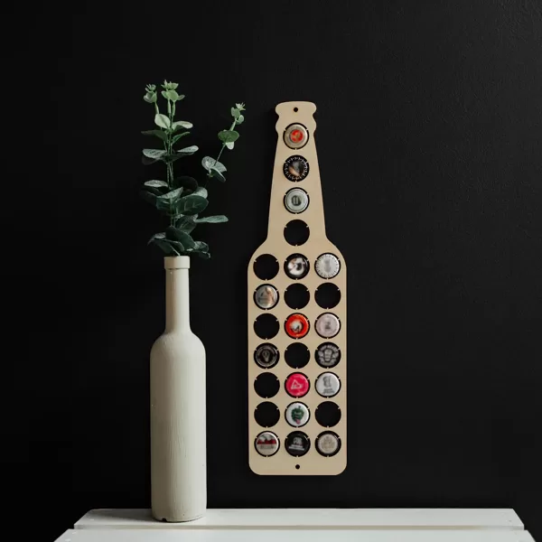 Reative Deco 25 pudeļu vāciņu kolekcijas turētajs | Izmērs 12 x 44 x 0,5 cm | Alus mīļotāju kroga dāvana